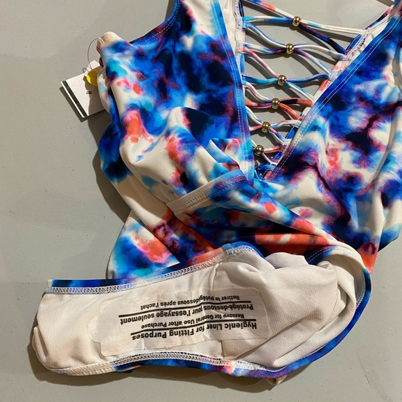 NWT beautiful one piece blue watercolor print - Picture 2 of 2